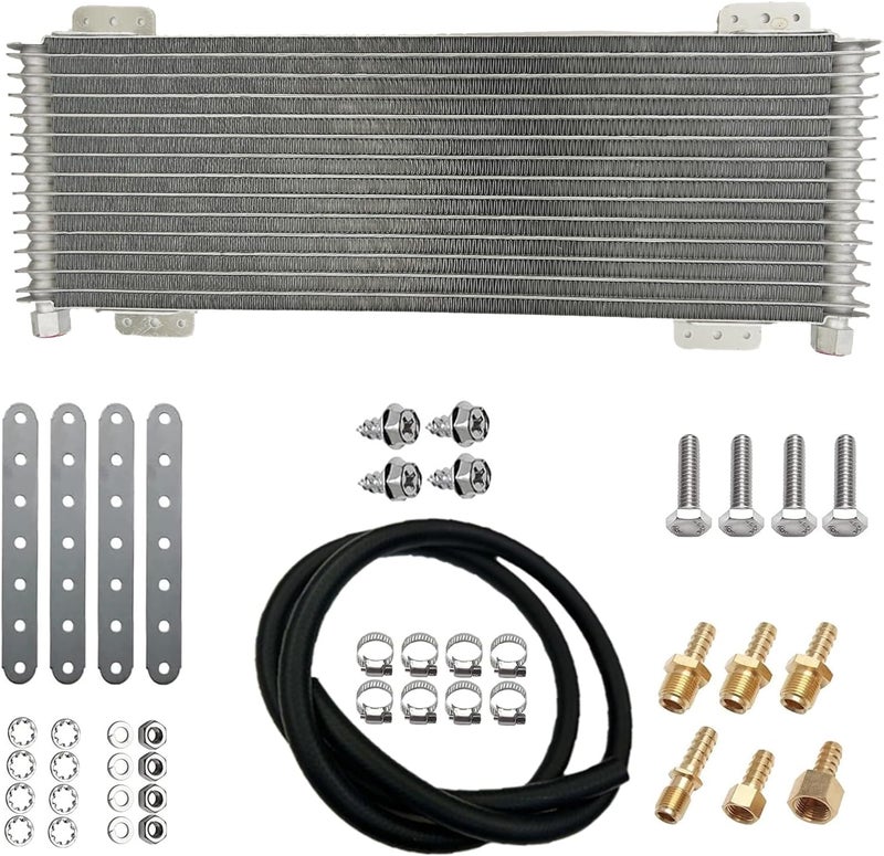 OVANOH Low Pressure Drop Transmission Oil Cooler 40k Transmission Oil Cool Compatible For Heavy Duty 40,000 GVW Max Low Mounting Hardware Towing Applications and Advanced Cooling Protection LPD47391 - Image 1
